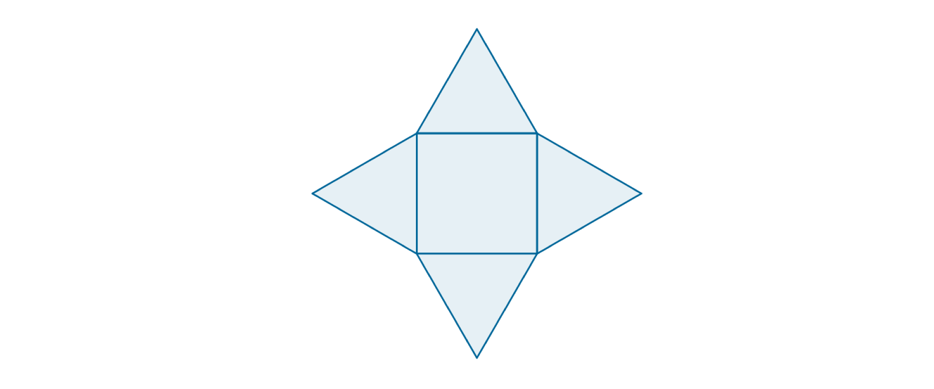 Ilustracja przedstawia siatkę ostrosłupa o podstawie czworokąta.