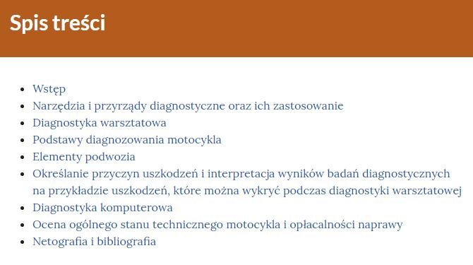 Grafika przedstawia interaktywny spis treści e‑booka w formie klikalnej listy.