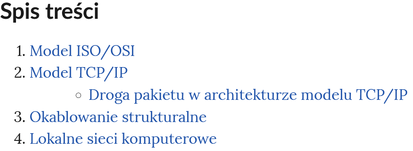 Grafika przedstawia spis treści multimedium. Spis ma formę punktów opatrzonych tytułami.