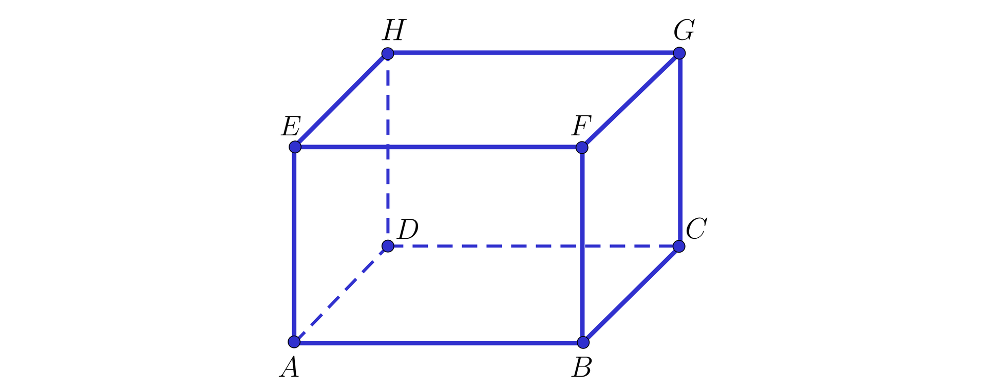 Ilustracja przedstawia prostopadłościan A B C D E F G H. Nad wierzchołkiem A znajduje się wierzchołek E, nad wierzchołkiem B wierzchołek F, nad wierzchołkiem C wierzchołek G i nad wierzchołkiem D wierzchołek H.