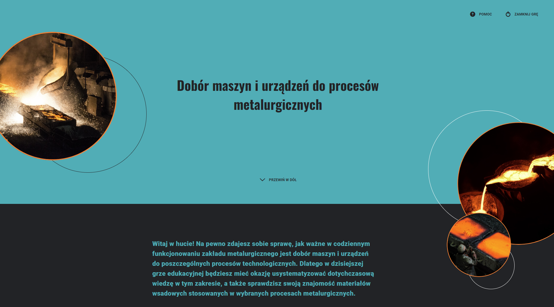 Przykładowy ekran startowy gry