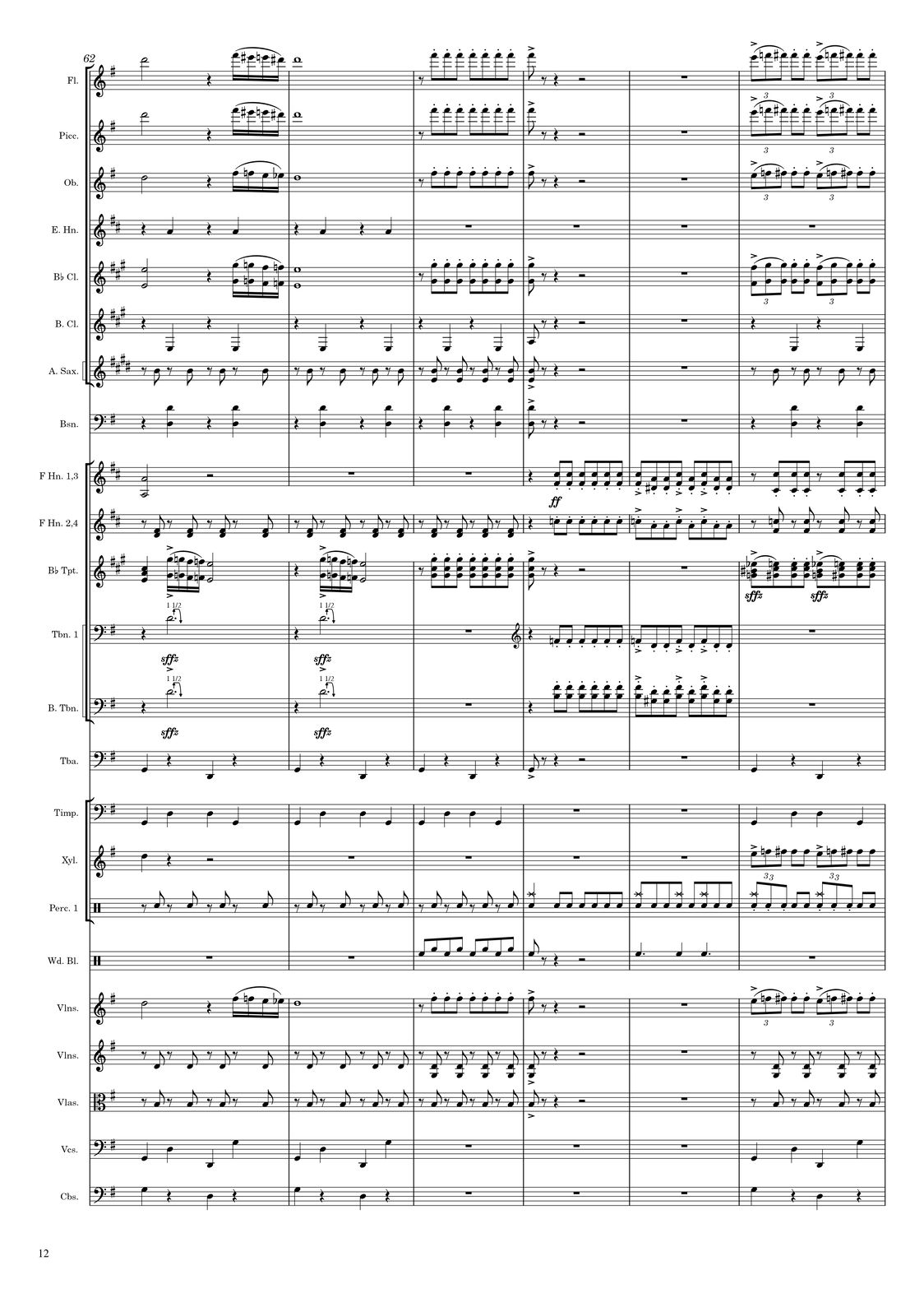 Ilustracja przedstawia stronę numer 12 z partytury „Taniec z szablami” Arama Chaczaturiana.