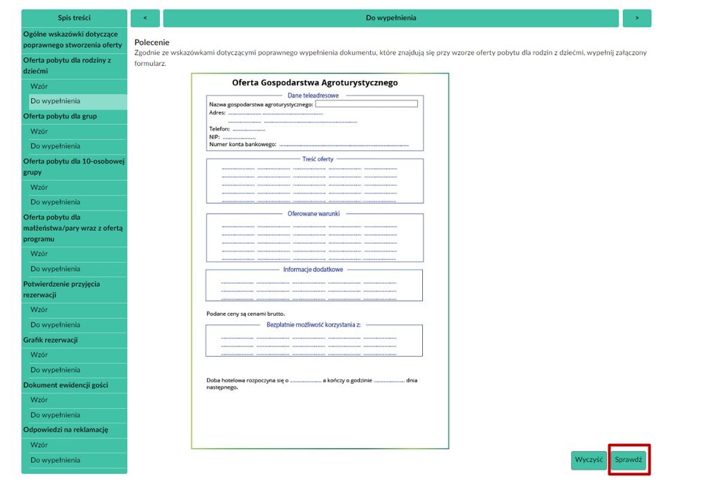 Widok dokumentu do uzupełnienia