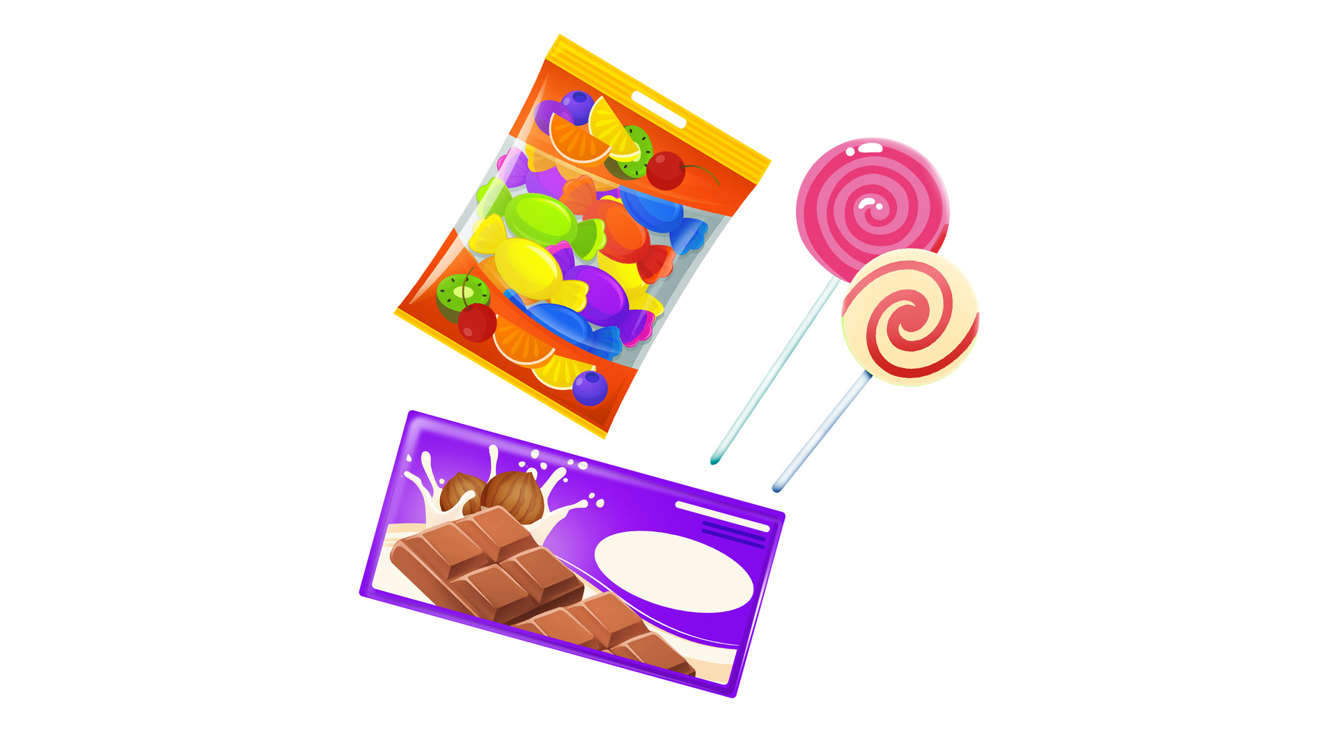 Na ilustracji znajdują się słodycze.