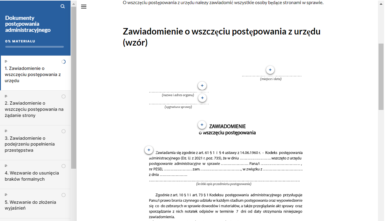 Widok na wzór dokumentu