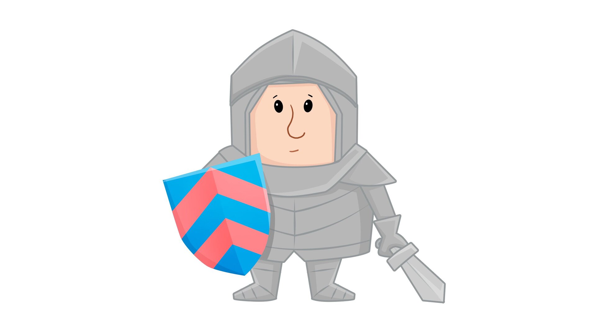 Ilustracja przedstawia rycerza z mieczem i tarczą 