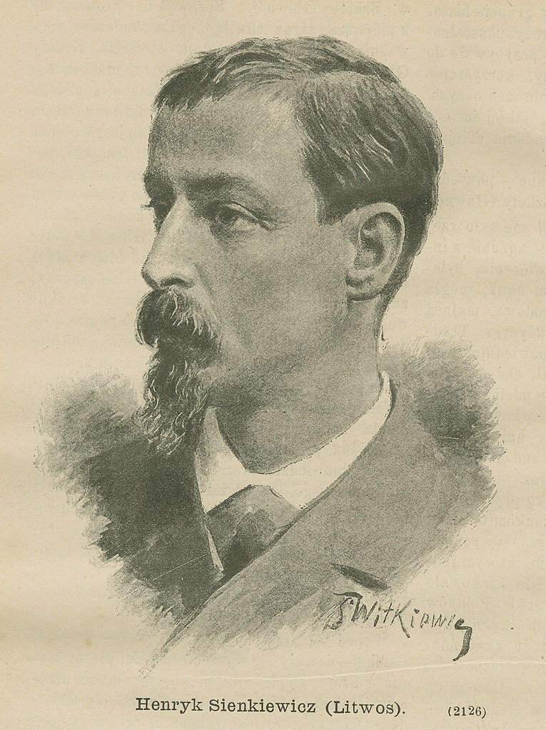 Rysunek przedstawia twarz młodego mężczyzny. Jest on odwrócony do widza lewym półprofilem. Mężczyzna ma szczupłą, pociągłą twarz. Jego włosy są krótkie i proste. Mężczyzna ma bujne wąsy i długą brodę hiszpankę.