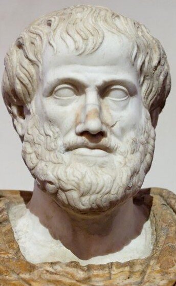 Zdjęcie przedstawia wyrzeźbione popiersie mężczyzny. Ma on krótkie włosy, gęstą brodę i wąsy. Na czole ma poziome zmarszczki. Ubrany jest w togę.