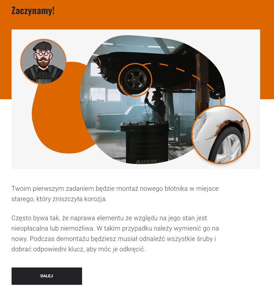 Przykładowy ekran z informacją w grze