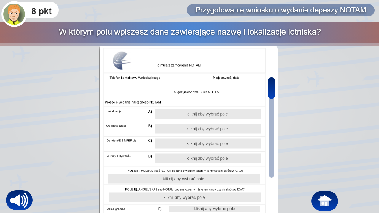 Przykładowy ekran zadania w grze