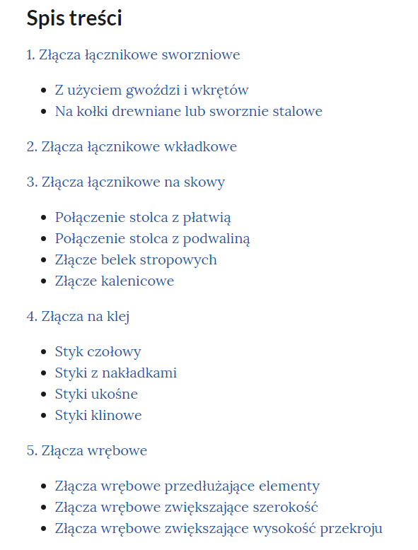 Ilustracja przedstawia spis treści.