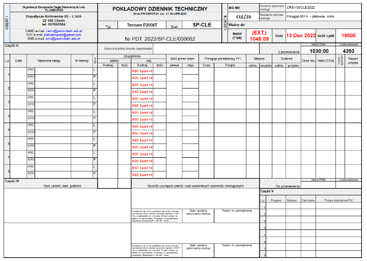 Pokładowy dziennik techniczny