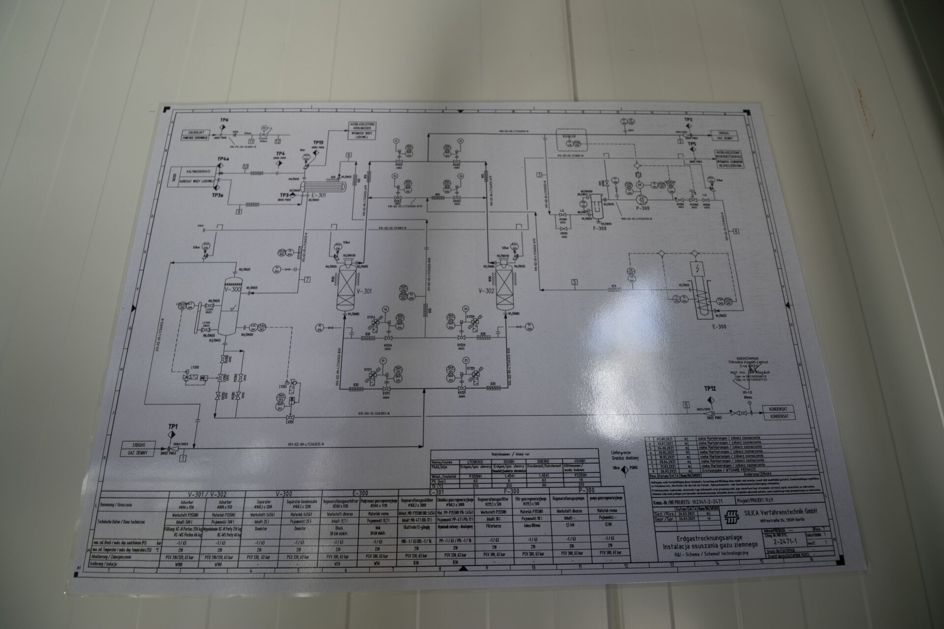 Schemat technologiczny instalacji osuszania gazu ziemnego.