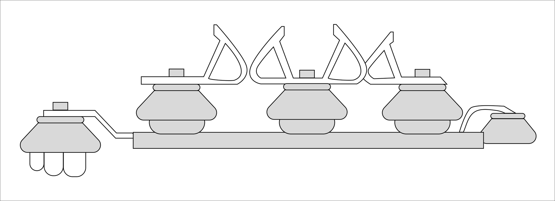 Ilustracja przedstawia iskiernik rożkowy typu IGR‑3, który składa się z podstawy, na której zamocowane są rożki napięciowe i rożek uszyniony oraz izolator. Zadaniem urządzenia jest ochrona sieci trakcyjnej przed przepięciami.