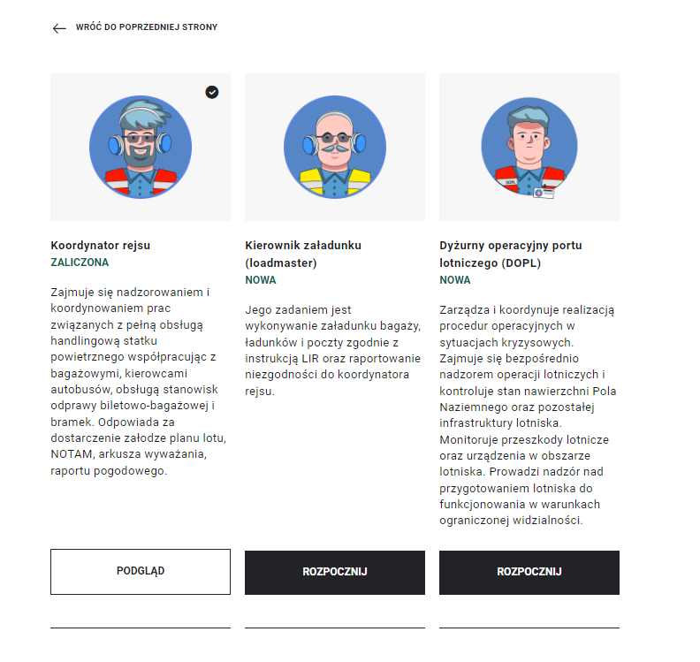 Ekran wyboru misji w grze