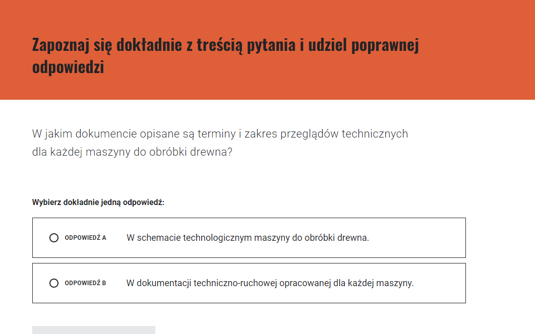 Przykładowy ekran pytania