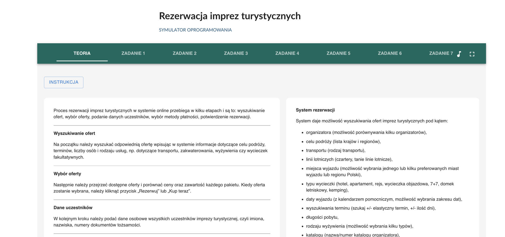 Ekran początkowy symulatora oprogramowania