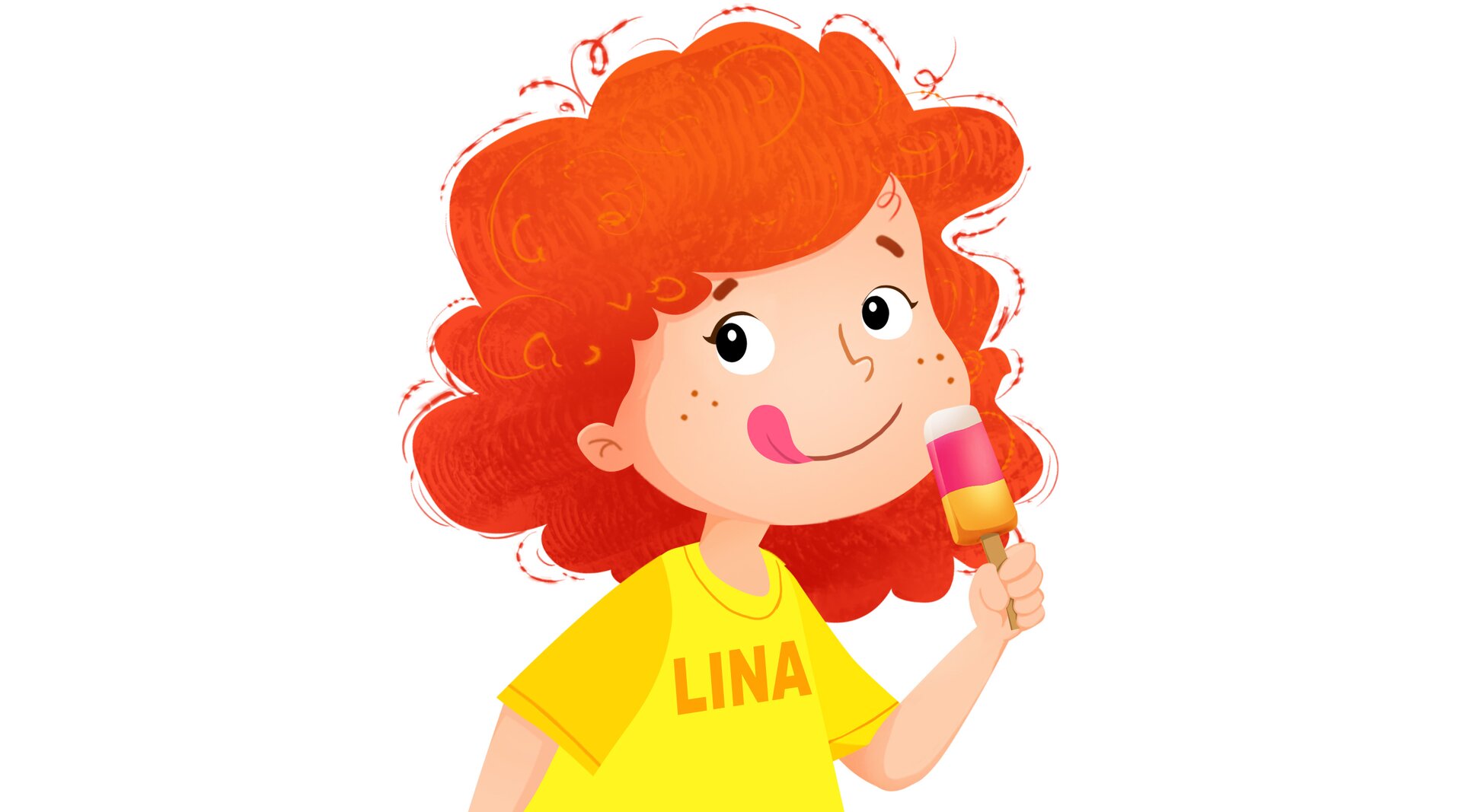 Ilustracja przedstawia Linę jedzącą loda.