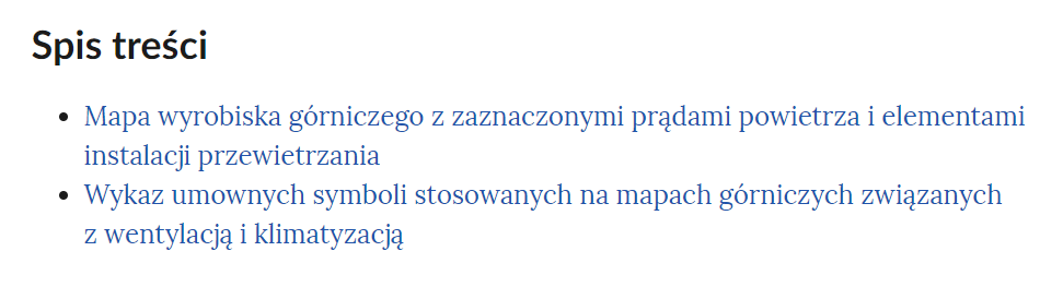 Zdjęcie przedstawia wypunktowaną listę tytułów infografik. Tytuły mają kolor niebieski 