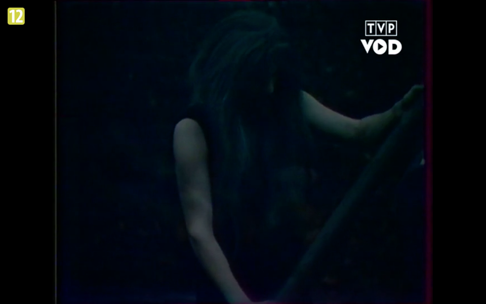 Fotografia przedstawia mężczyznę w sile wieku. Postać pochyla głowę, ukazując jedynie duży nos. Mężczyzna ma długie, ciemne włosy. Jest ubrany w koszulkę bez rękawów. W dłoniach trzyma drewniane wiosło.