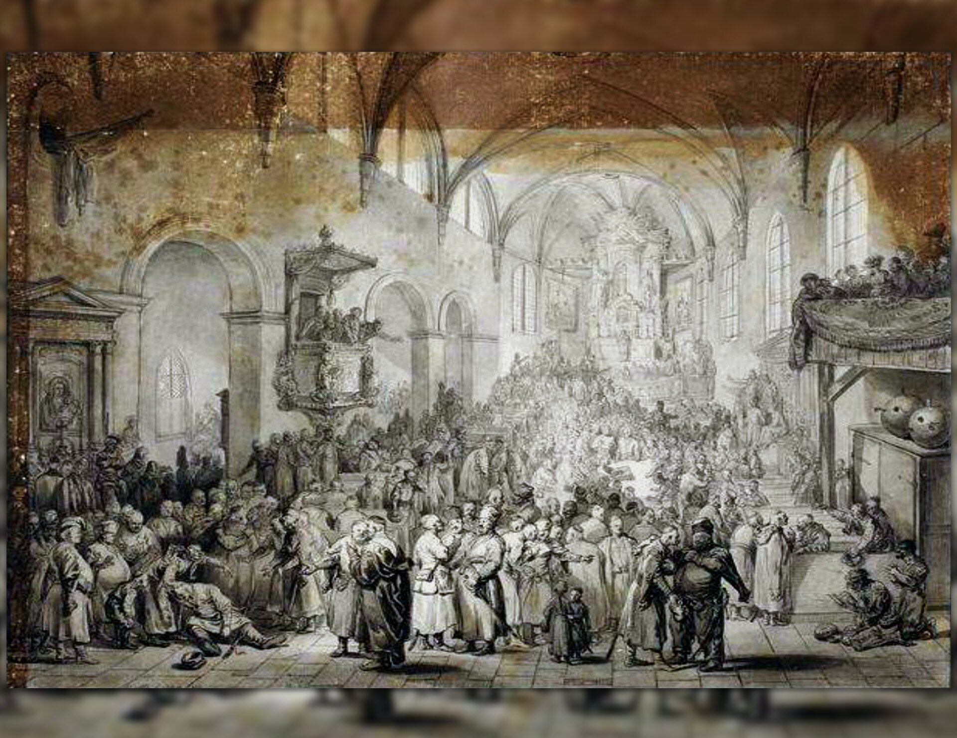 Ilustracja przedstawiająca Sejmik w kościele.