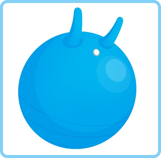 Ilustracja przedstawia niebieską piłkę.