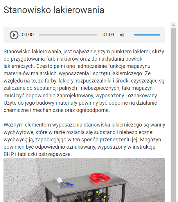 Opis wybranego elementu w wizualizacji