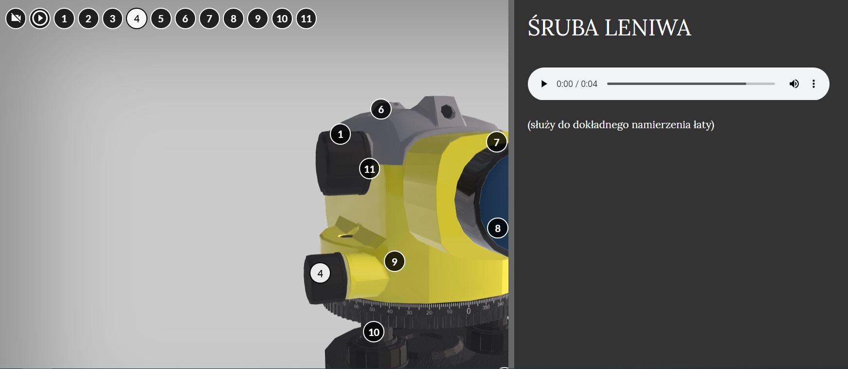 Grafika przedstawia wygląd przykładowego opisu wyświetlającego się po naciśnięciu cyfrowego znacznika.