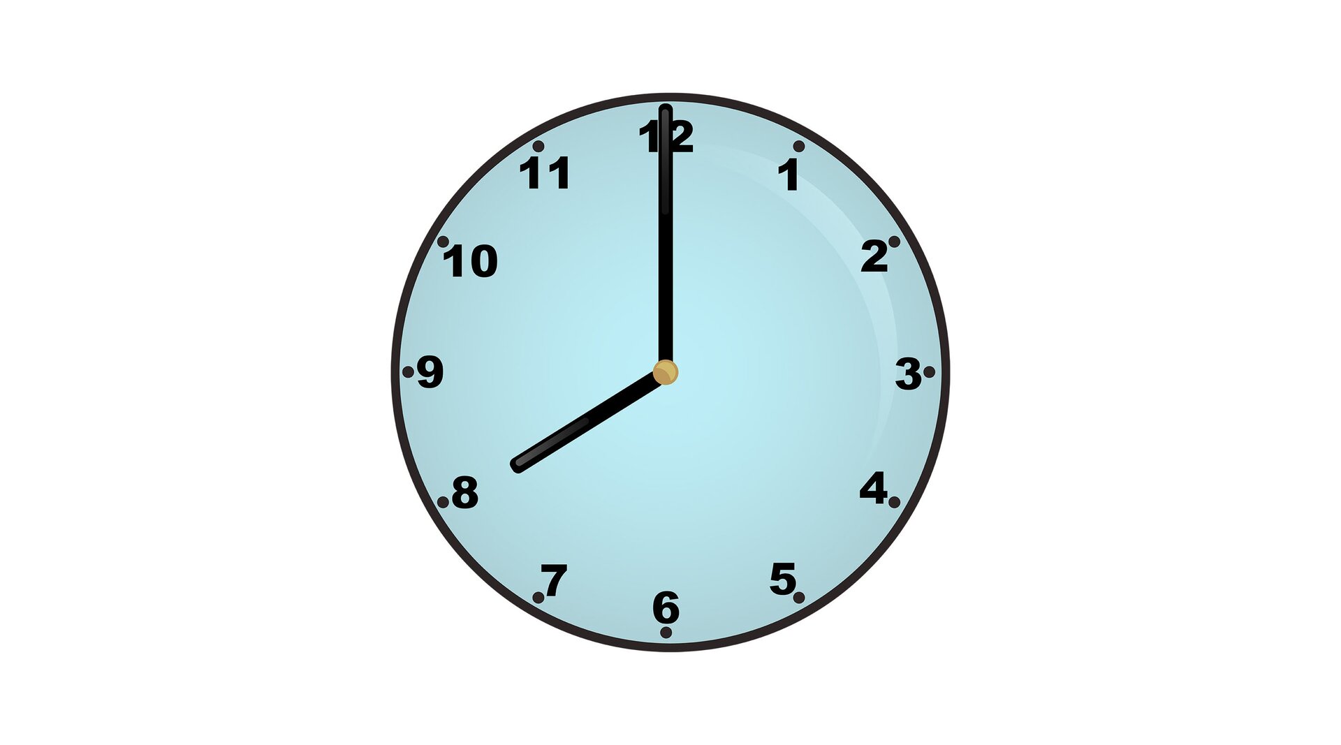 Na ilustracji znajduje się zegar, który wskazuje godzinę ósmą.