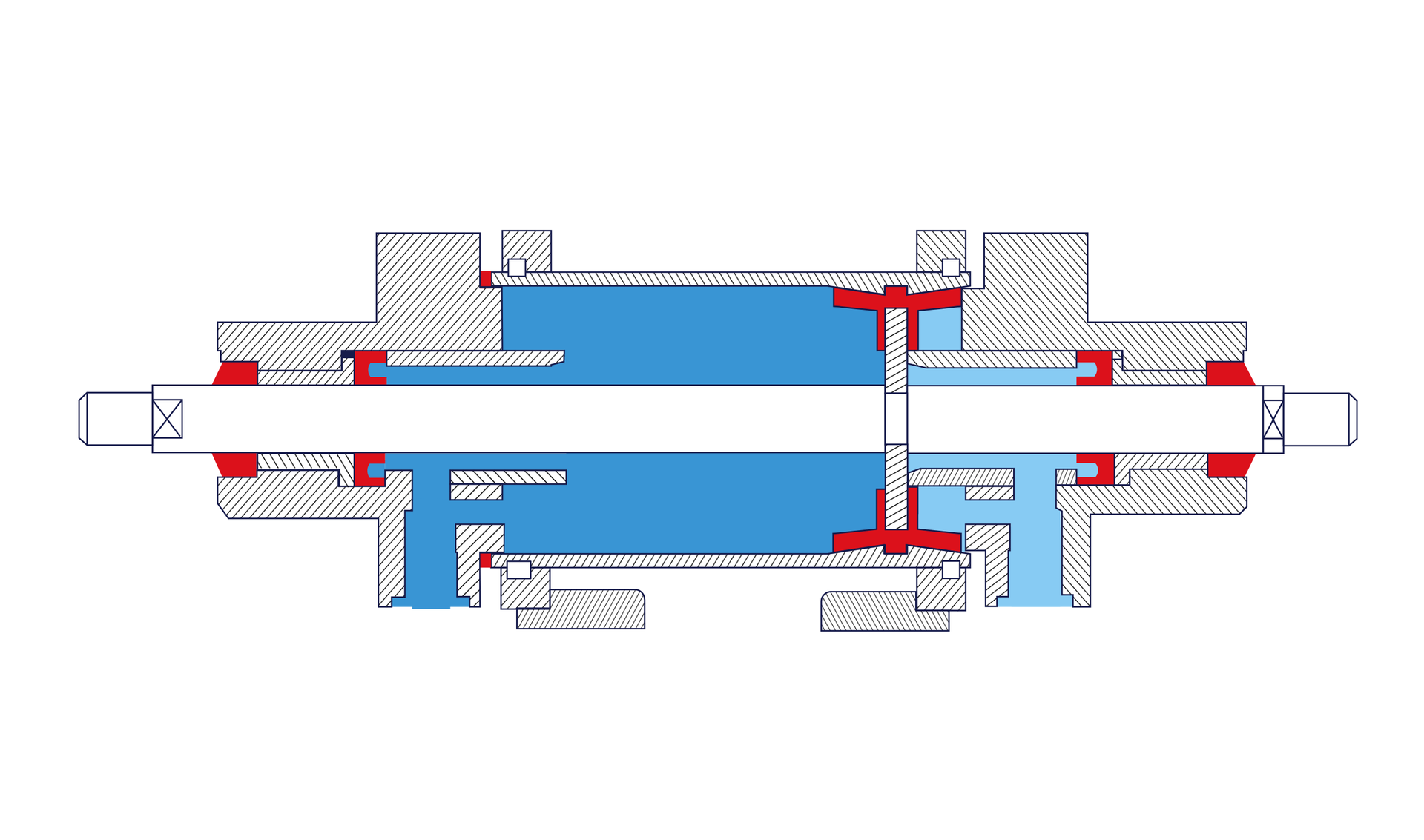Siłownik dwustronnego działania z obustronnym tłoczyskiem