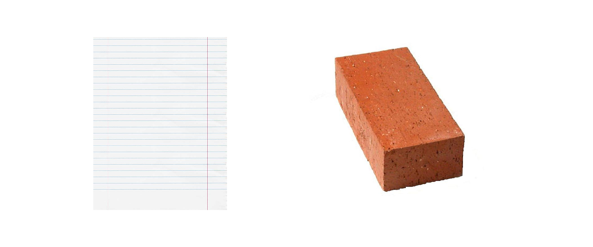 Ilustracja przedstawia kartkę papieru symbolizującą prostokąt i cegłę symbolizującą prostopadłościan.