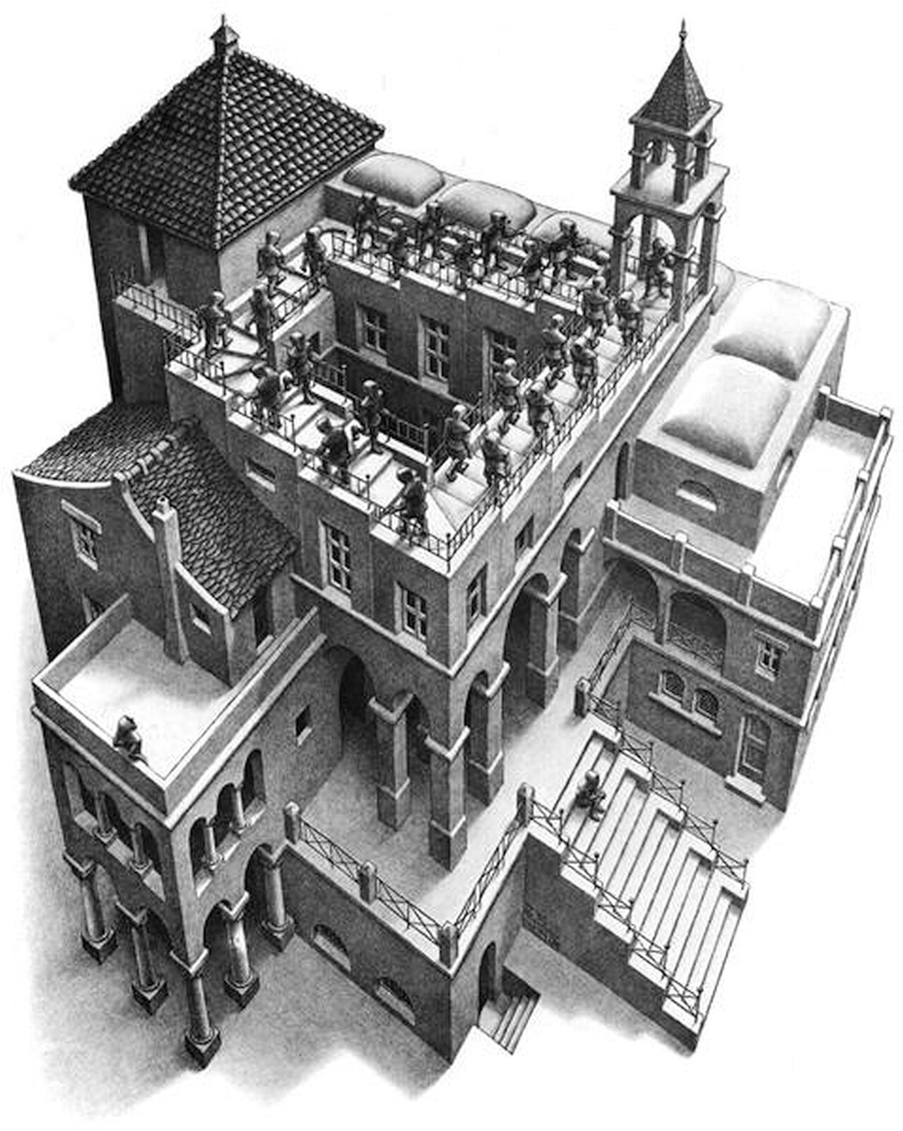 Maurtis Cornelis Escher, „Wchodząc i schodząc”