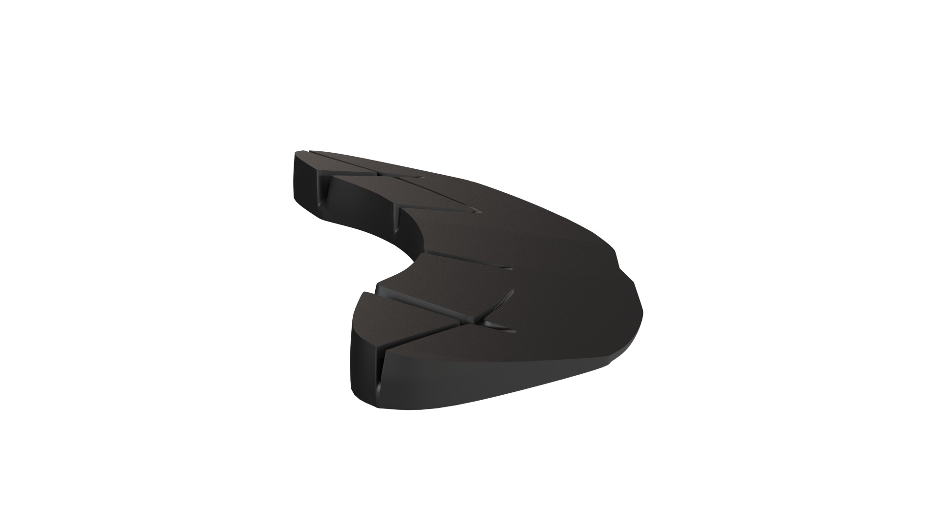 Ilustracja przedstawia całkowite zużycie (ubytek) materiału okładziny na promieniu zewnętrznym. Objawia się to bardzo dużą różnicą zużycia po stronie zewnętrznej okładziny. Ubytek jest tak duży, że klocki widoczne na powierzchni okładziny przestają być widoczne. 