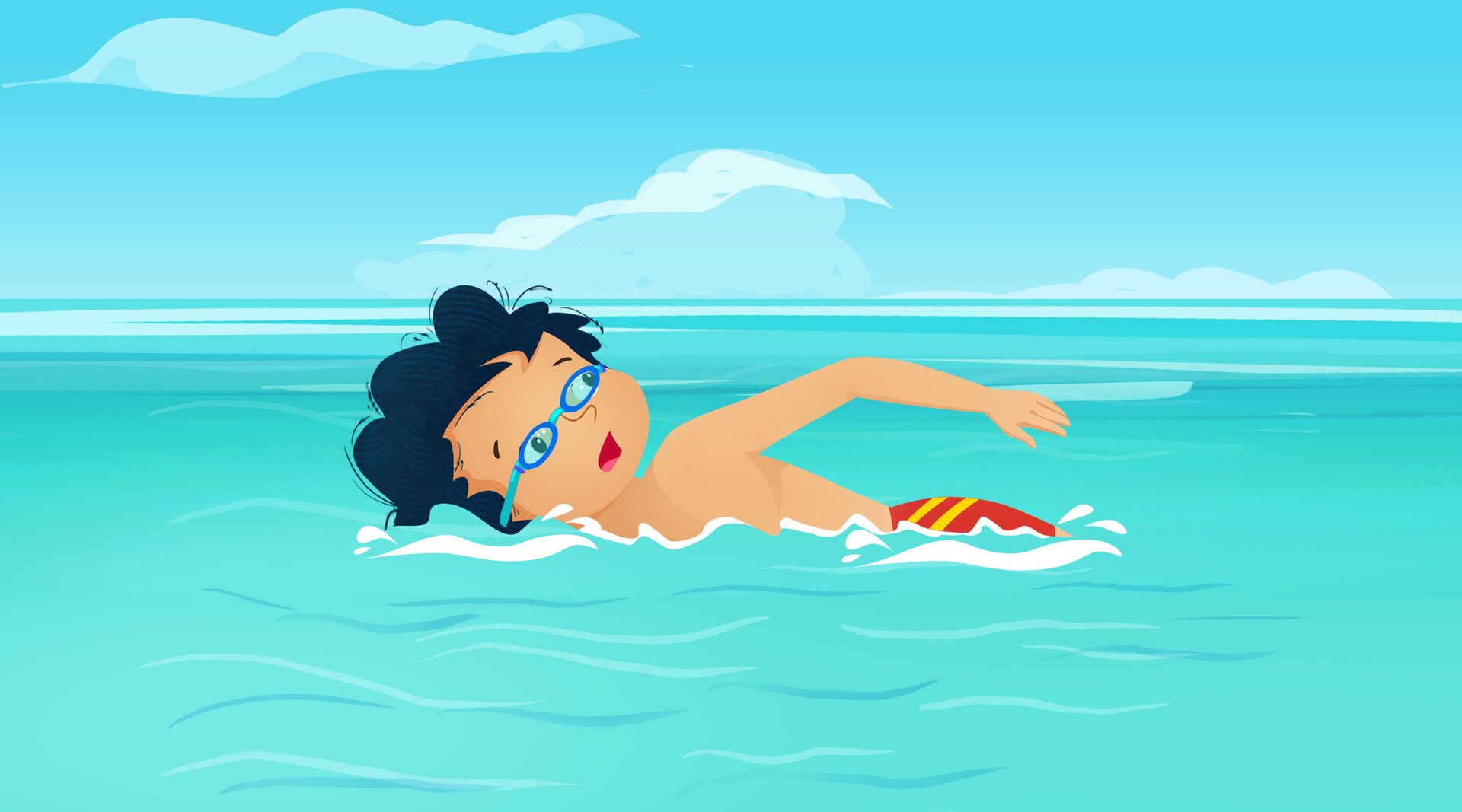 Na ilustracji znajduje się pływający Ben.