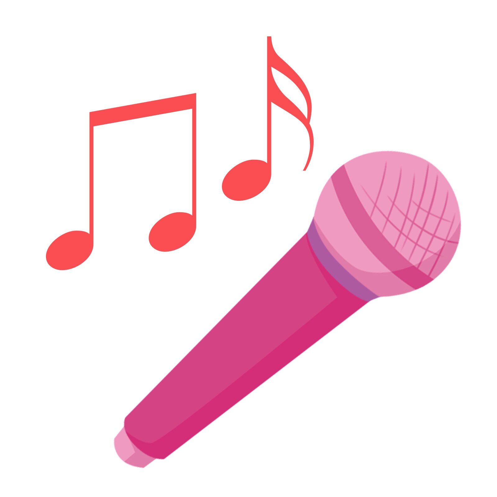 Ilustracja przedstawia mikrofon, obok którego narysowano nuty.