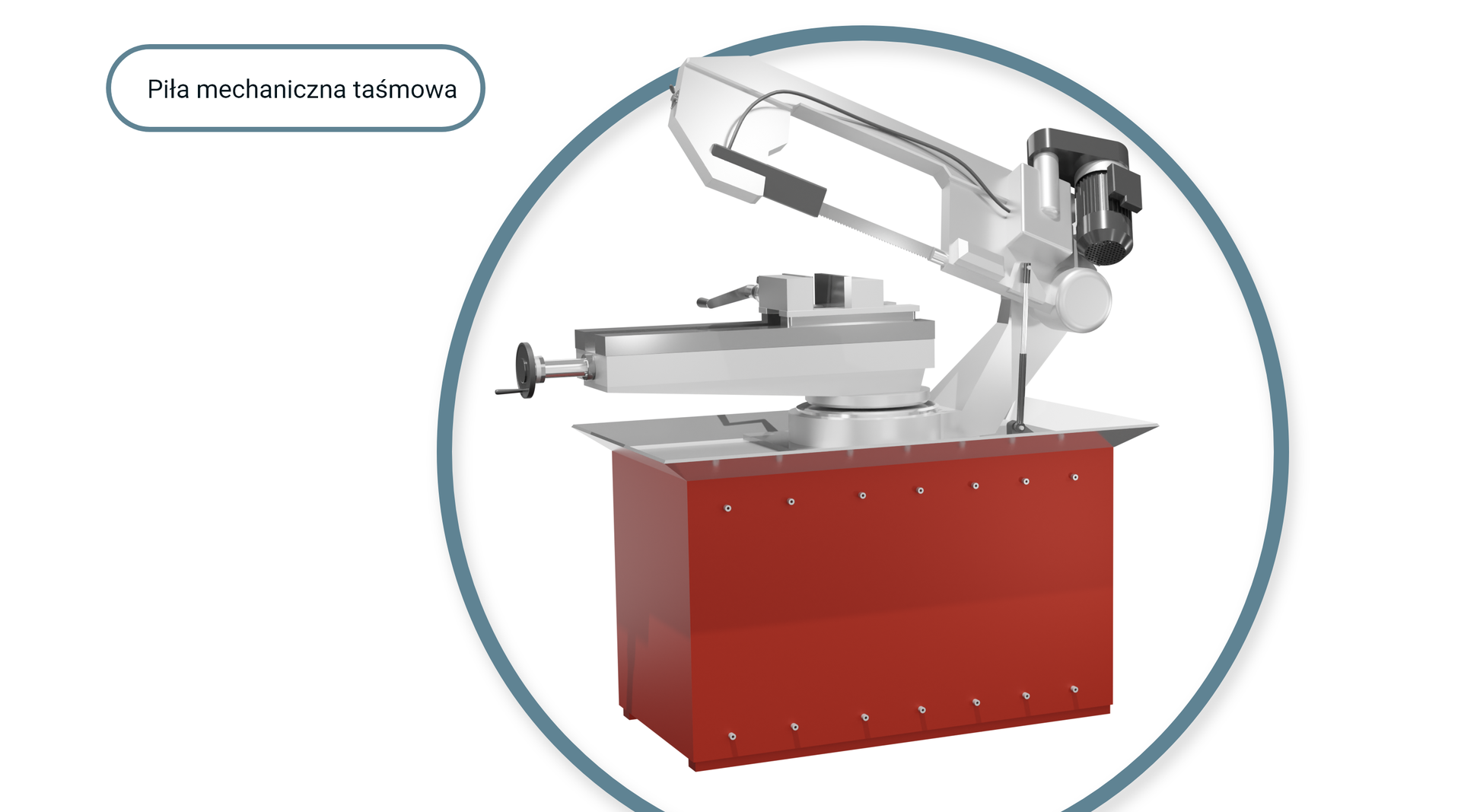 Opis alternatywny dotyczy piły mechanicznej taśmowej, składającej się ze stabilnego stołu wykonanego z żeliwa. Powierzchnia stołu jest szlifowana, a stół daje możliwość regulacji kąta nachylenia.