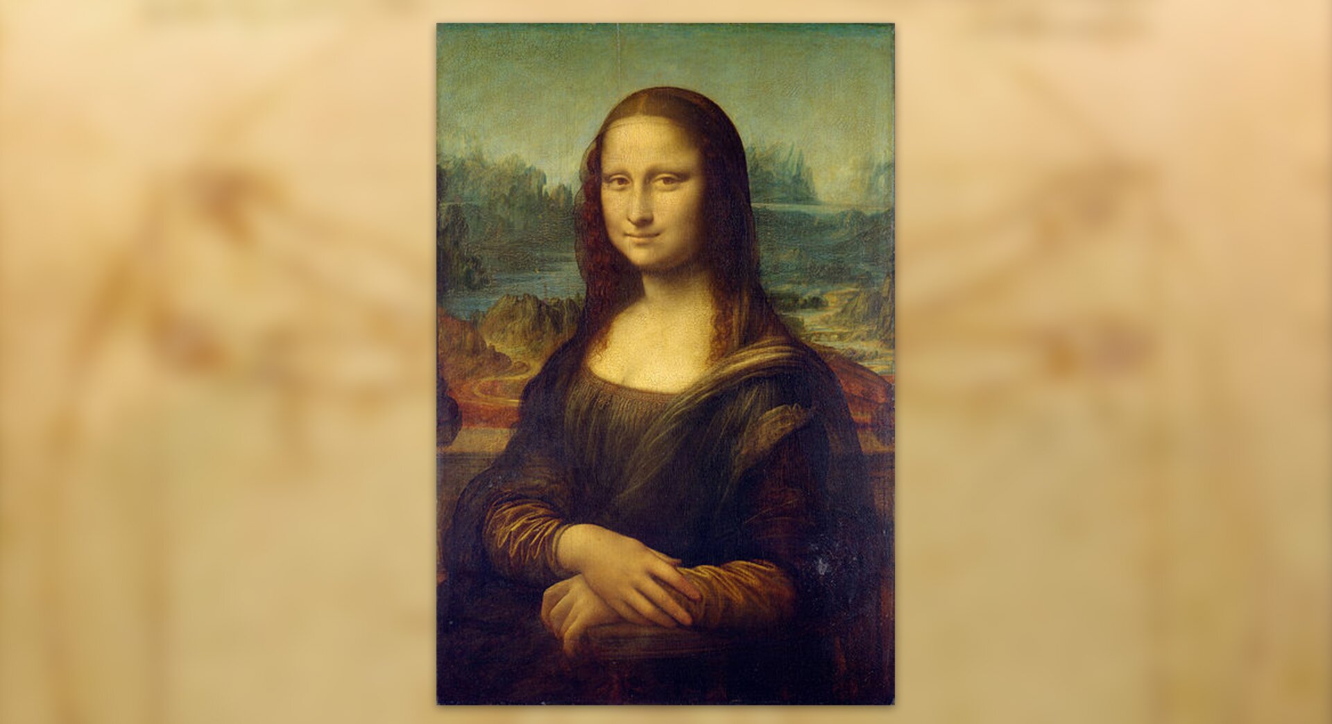 Portret przedstawia kobietę En trois quarts, siedzącą na balkonie w pozycji contrapposto, jej ciało ustawione jest pod kątem, a twarz zwrócona jest w kierunku widza. Ubrana jest w skromną szatę, na której brak jest oznak pozycji społecznej, majątkowej czy dworskiej. Za nią artysta ustawił wysoki mur, a dalej melancholijny krajobraz pocięty zygzakowatymi liniami ścieżek i wijących się potoków, który po lewej stronie jest inny niż po prawej i nie stanowi jednej całości. Po obu stronach znajdują się fragmenty kolumn, domalowane prawdopodobnie przez artystę pod koniec tworzenia dzieła. Ten szczegół w kolejnych latach wzbudzał wśród historyków podejrzenia, że obraz pierwotnie był szerszy i został w kolejnych wiekach przycięty. Badania radiograficzne w XXI wieku odrzuciły zdecydowanie te teorie.