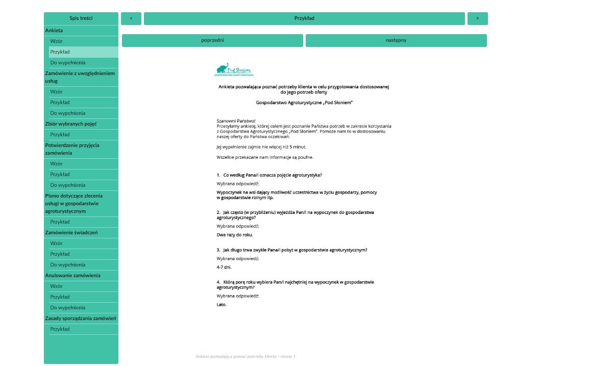 Widok uzupełnionych dokumentów do dokumentacji interaktywnej