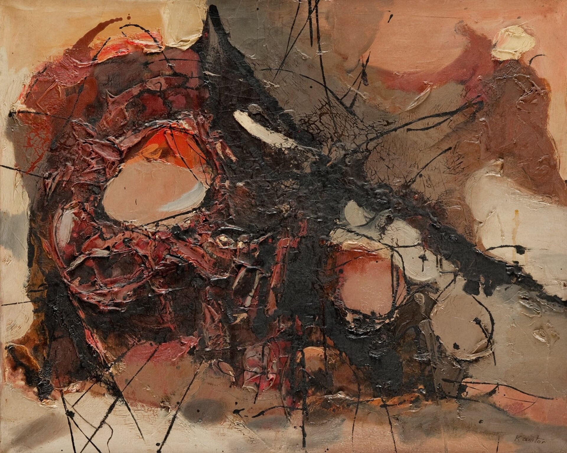 Ilustracja przedstawia obraz Tadeusza Kantora „Informel”. Jest to abstrakcja o wyraźnej fakturze grubo naniesionej farby. Obraz utrzymany jest w jasnej tonacji z ciemnymi akcentami czerni i czerwieni. Malarz różnicuje fakturę - po lewej stronie jest ona bardziej wyrazista i zdecydowana, farba wyciskana jest bezpośrednio z tuby, a prawa strona jest płaska, faktura pojawia się tylko we fragmentach. Uwagę zwracają płaskie plamy po lewej stronie, które wkomponowują się w wyrazistą strukturę.