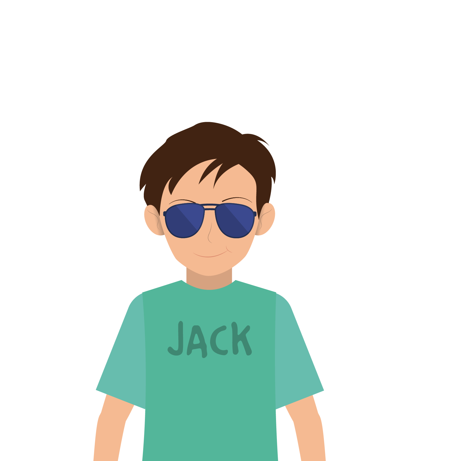 Na ilustracji widać chłopca w zielonej sukience i okularach przeciwsłonecznych.