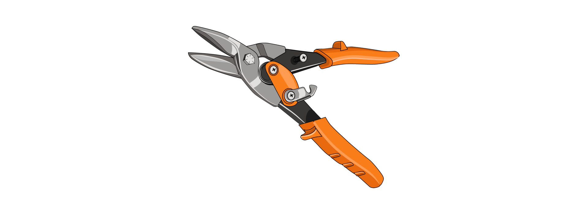 Na ekranie przedstawione nożyce ręczne z dwoma uchwytami i dwoma ostrzami.