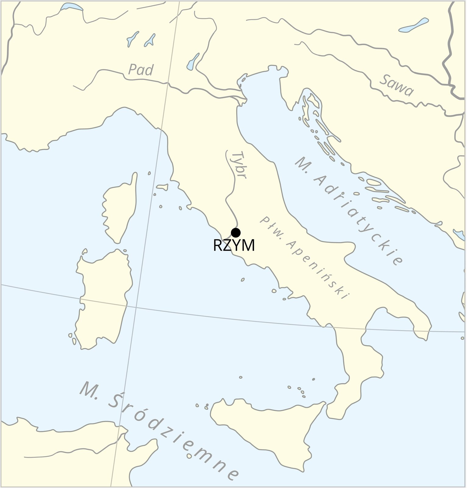 Mapa przedstawiająca położenie Rzymu. 
