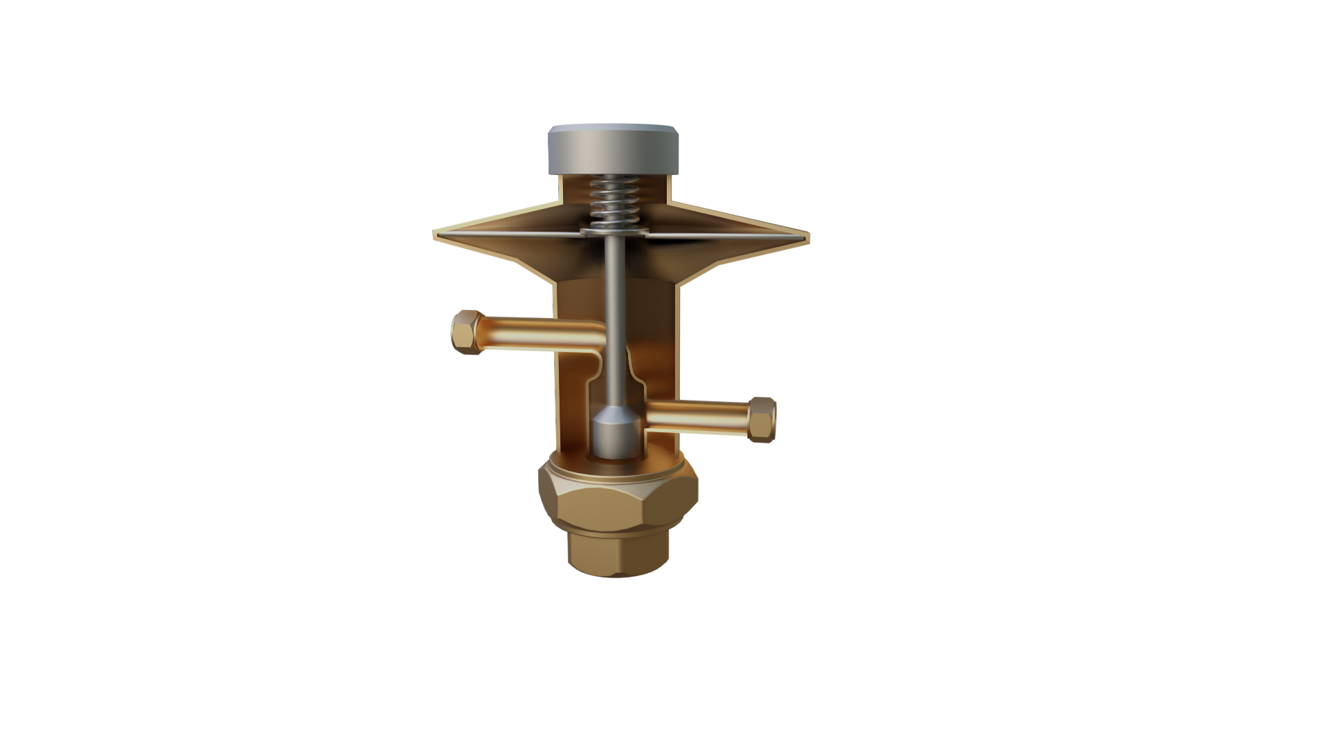 Grafika przedstawia zawór rozprężny. Element jest zbudowany z systemu rur.
Opisy prezentowanych na grafikach obiektów są załączone w treści.