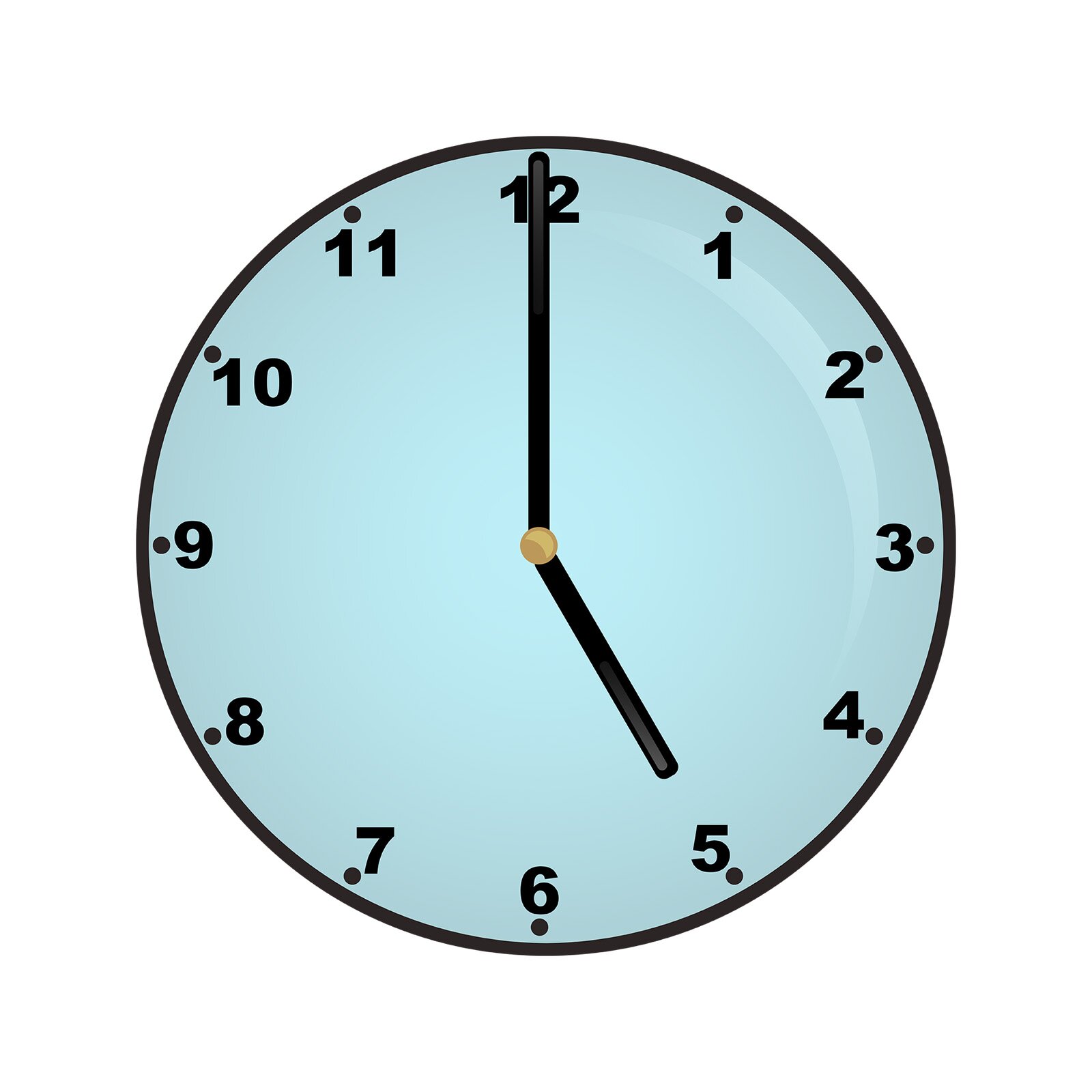 Ilustracja przedstawia zegar wskazujący godzinę piątą.