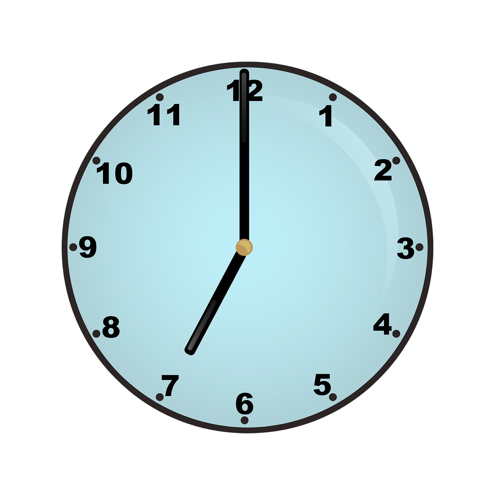Ilustracja przedstawia zegar wskazujący godzinę siódmą.