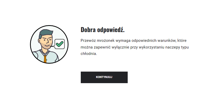 Przykładowy widok informacji zwrotnej po udzieleniu prawidłowej odpowiedzi