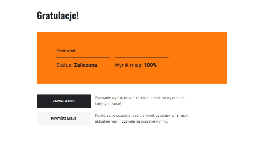 Ekran zakończenia poziomu