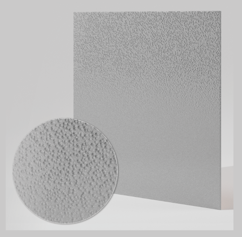 Ilustracja przedstawia kwadratową płytkę, której powierzchnia pokryta jest w całości małymi dziurkami. 