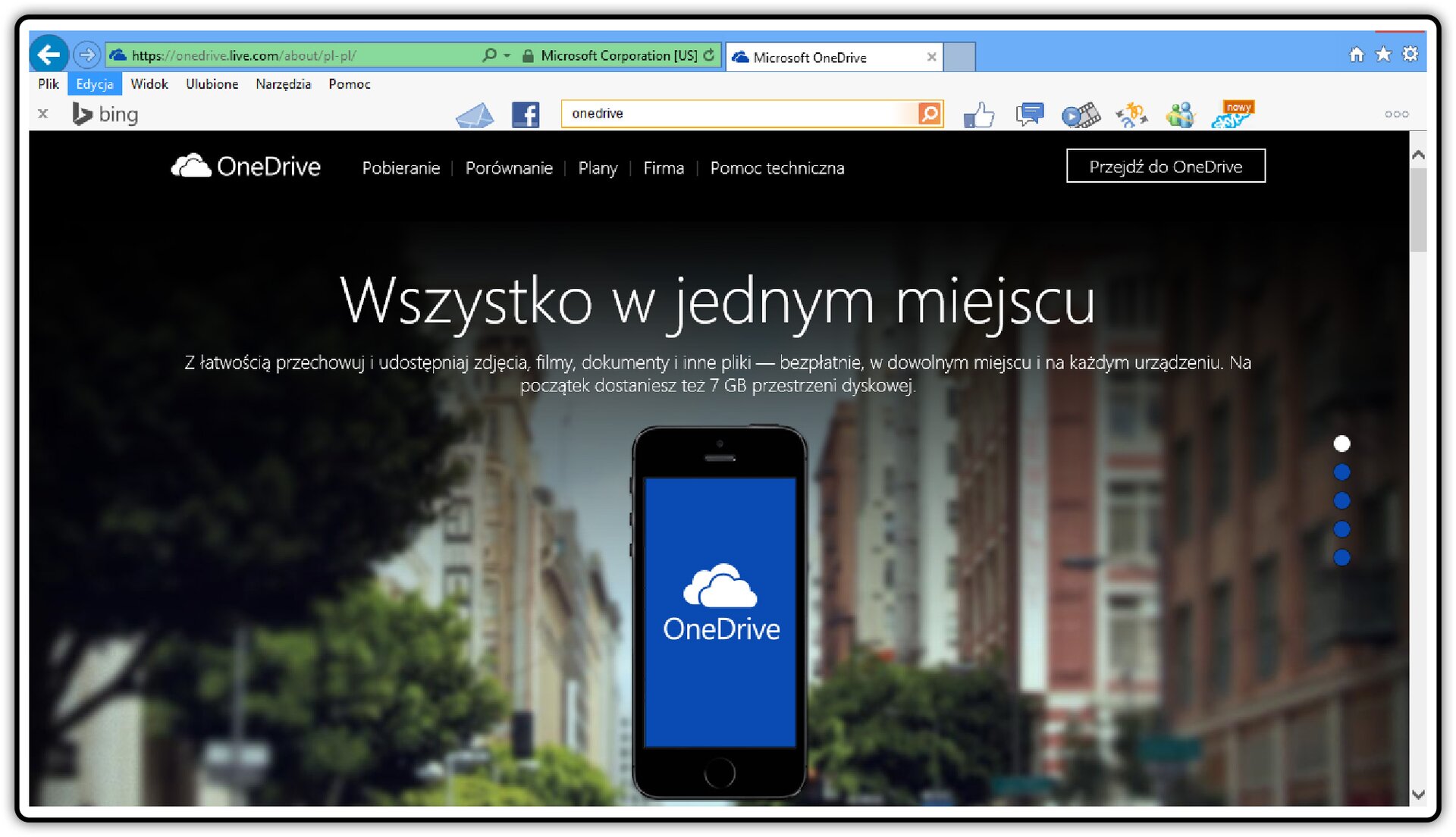 Zrzut okna logowania na dysku OneDrive