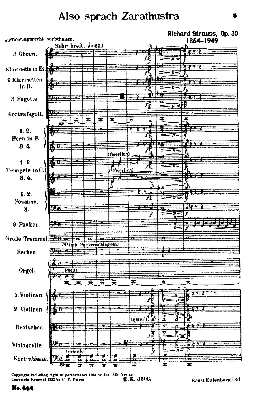 Fotografia przedstawia nuty utworu Ryszarda Straussa „Tako rzecze Zaratustra”.